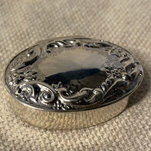 Repousse Sterling Oval Pill Box